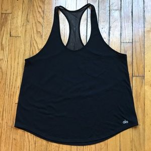Alo Yoga Black Mesh Top sz M